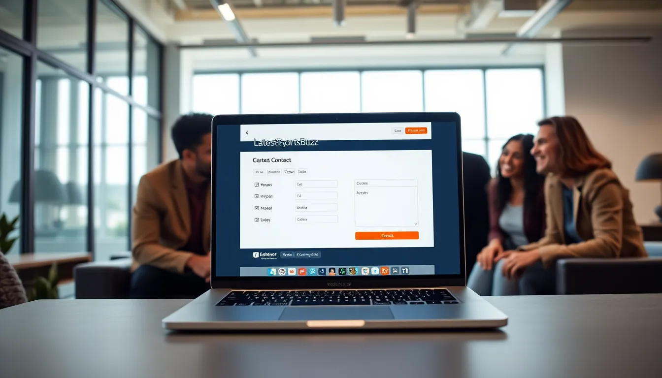 modern contact page design in a collaborative office setting.