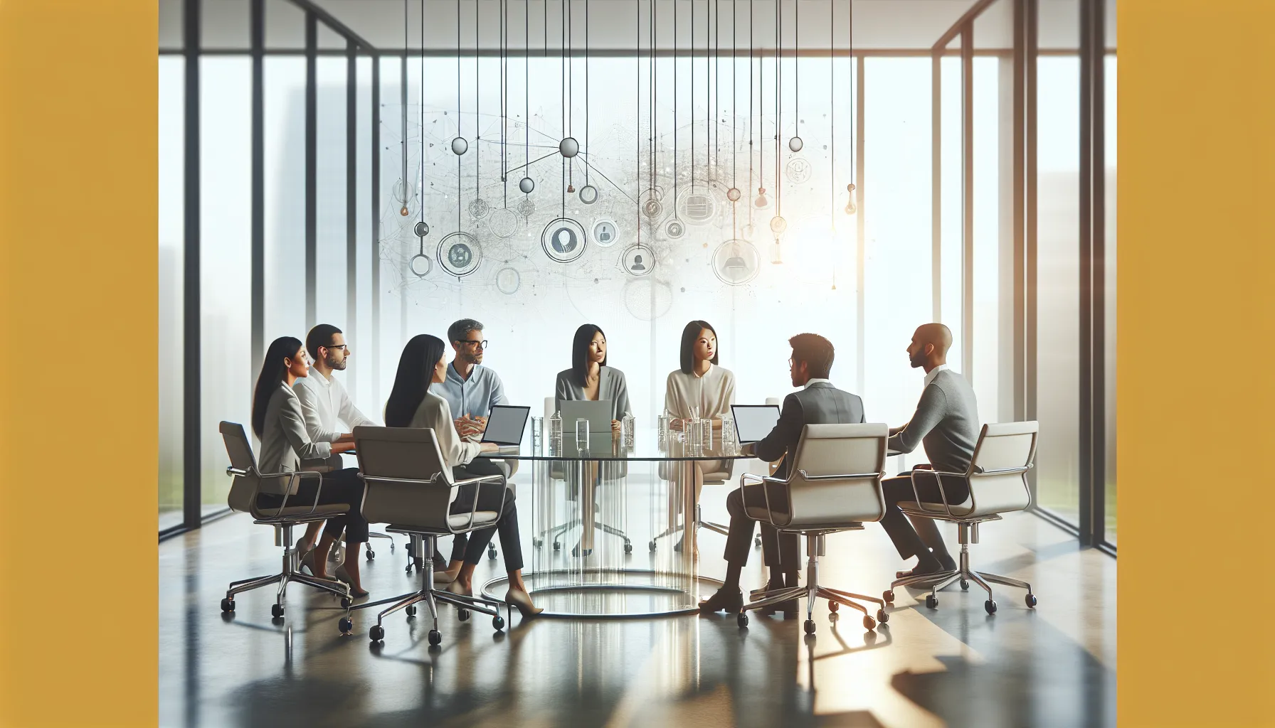 diverse team collaborating in a modern office setting.
