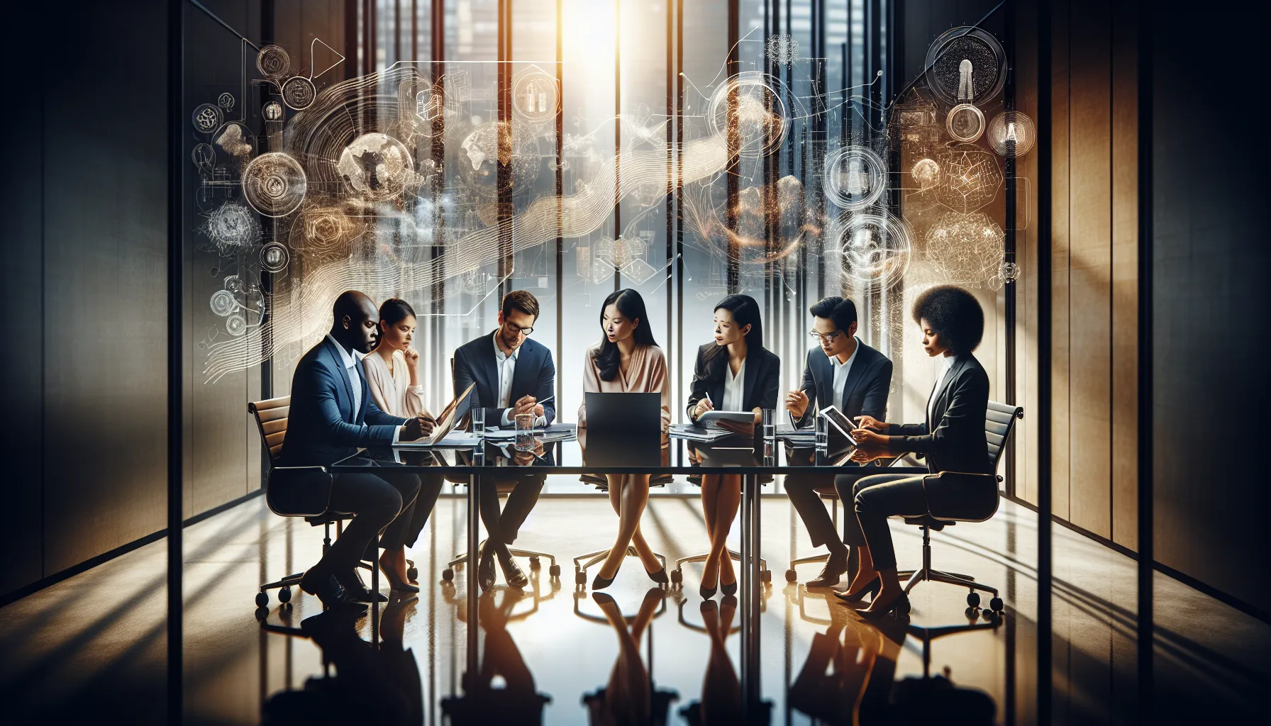 diverse team brainstorming in a modern office environment.