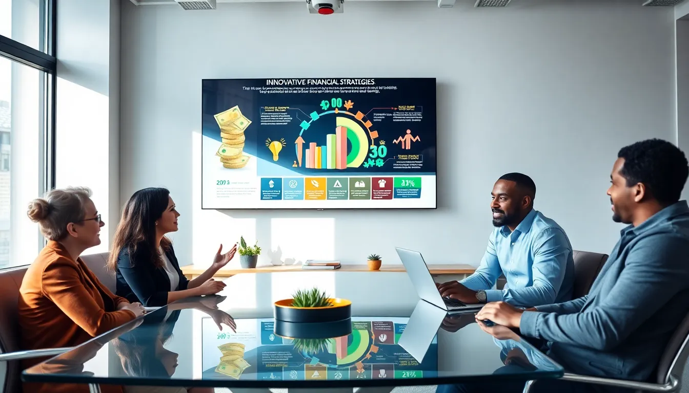 diverse team discussing financial empowerment in a modern office.