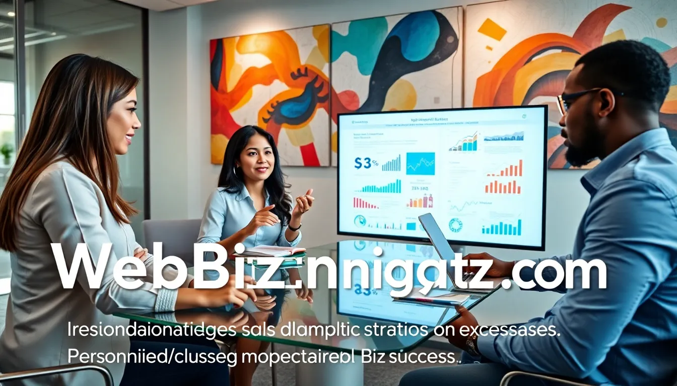 Diverse professionals collaborating in a modern office on digital marketing strategies.