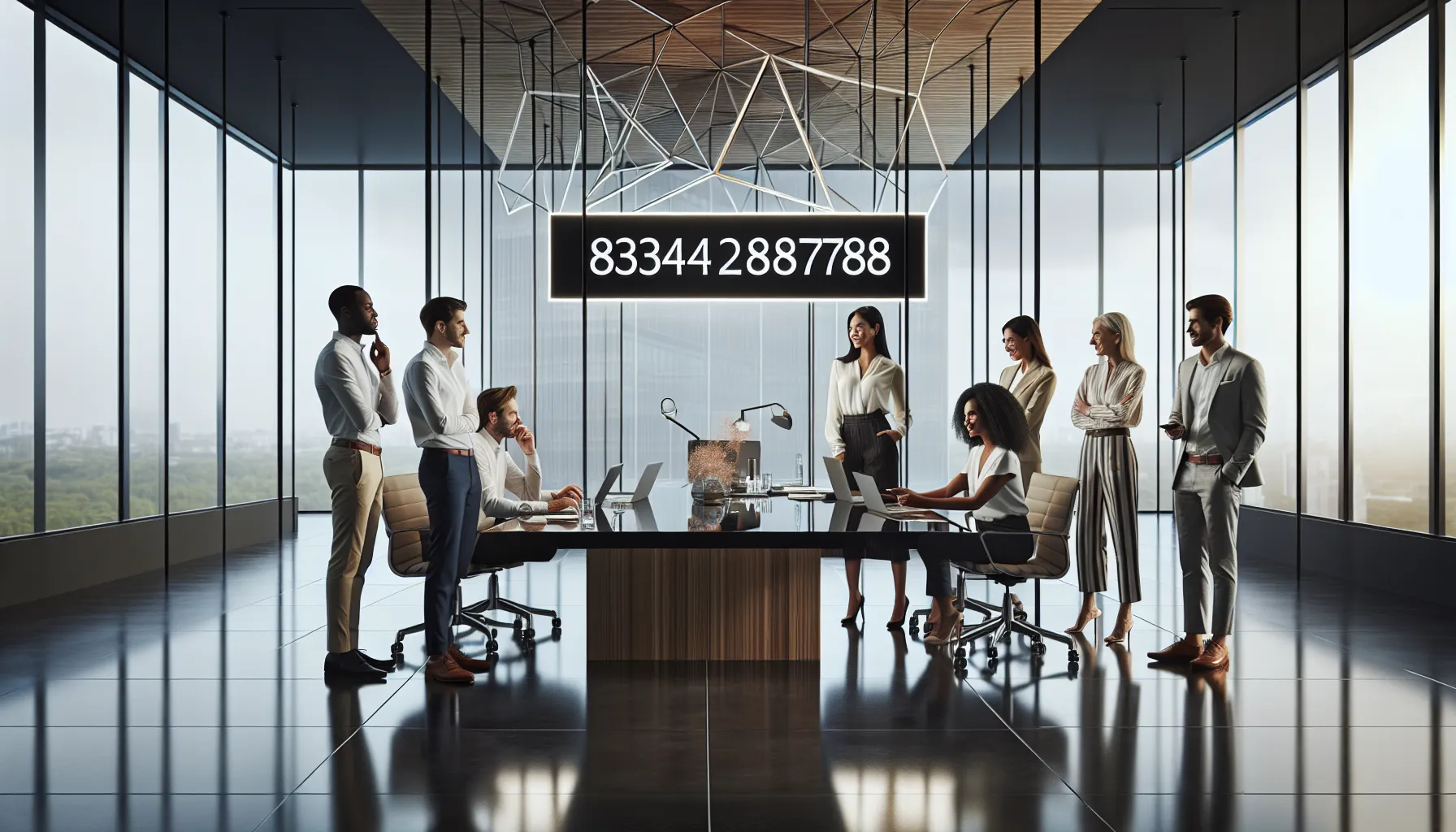 diverse professionals discussing in a modern office about toll-free number 8334289788.