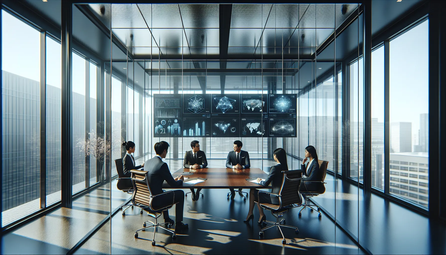 diverse professionals discussing signophenia in a modern conference room.