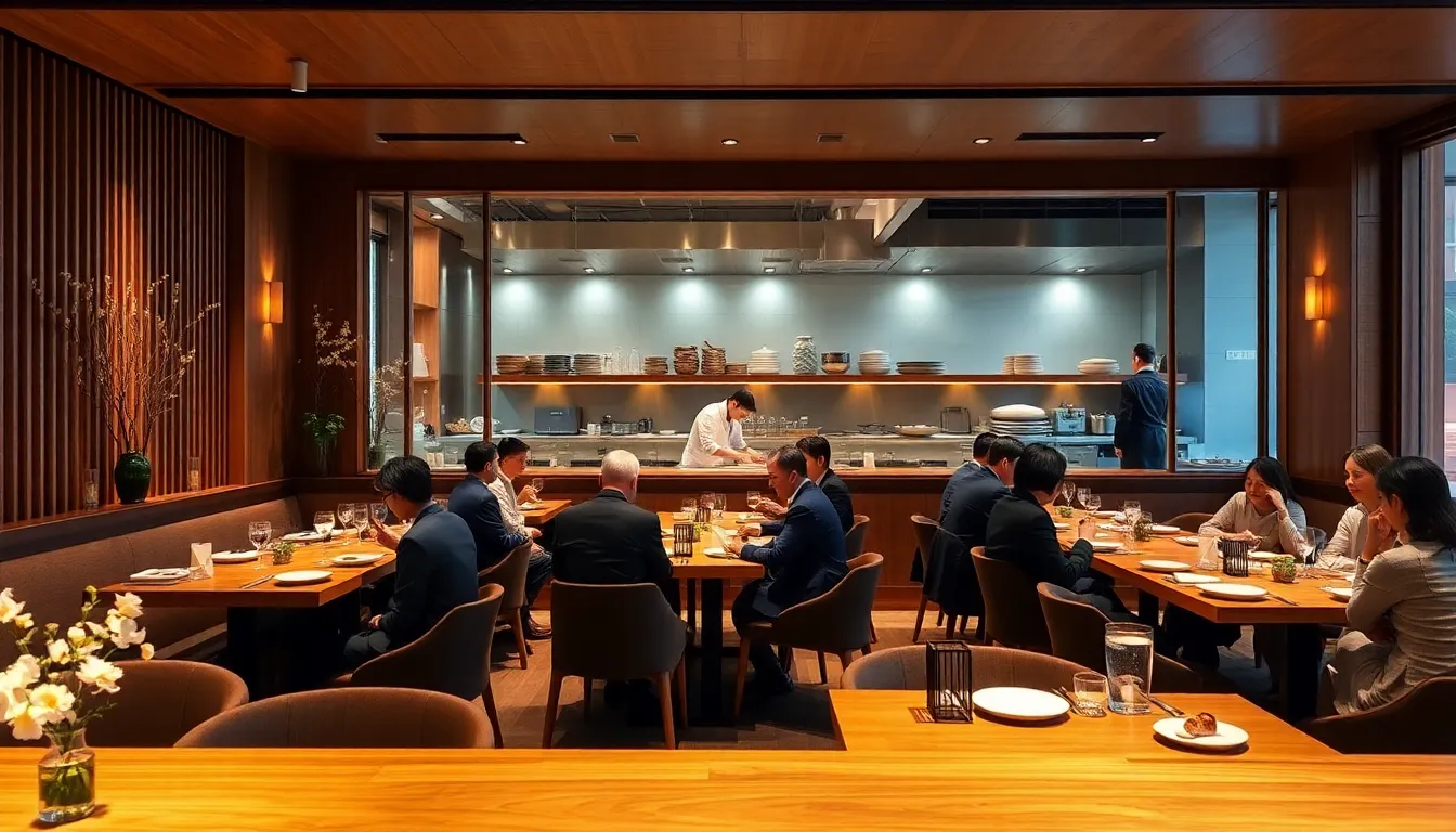 elegant dining scene at Monk Restaurant in Kyoto.
