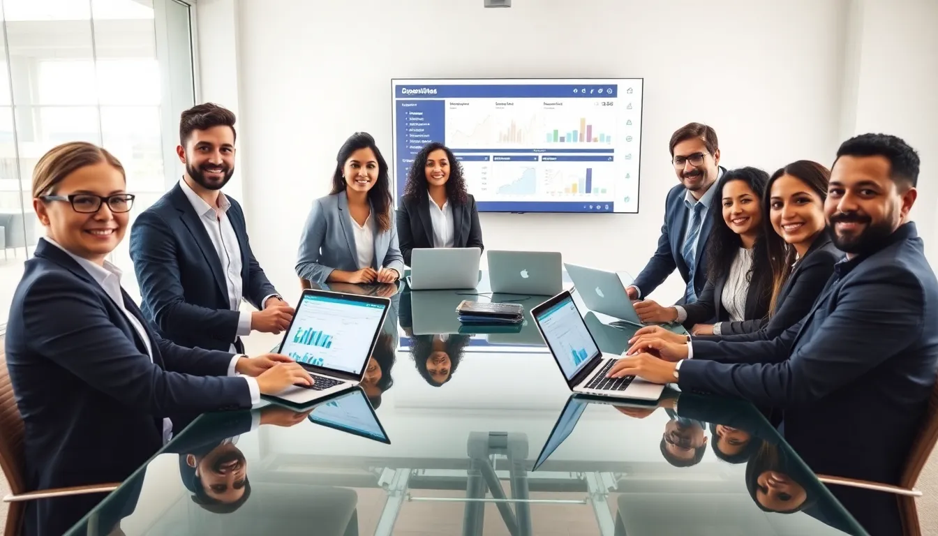 diverse team collaborating in a modern office environment