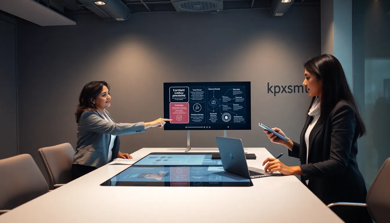diverse team discussing kpxsmt in a modern office.