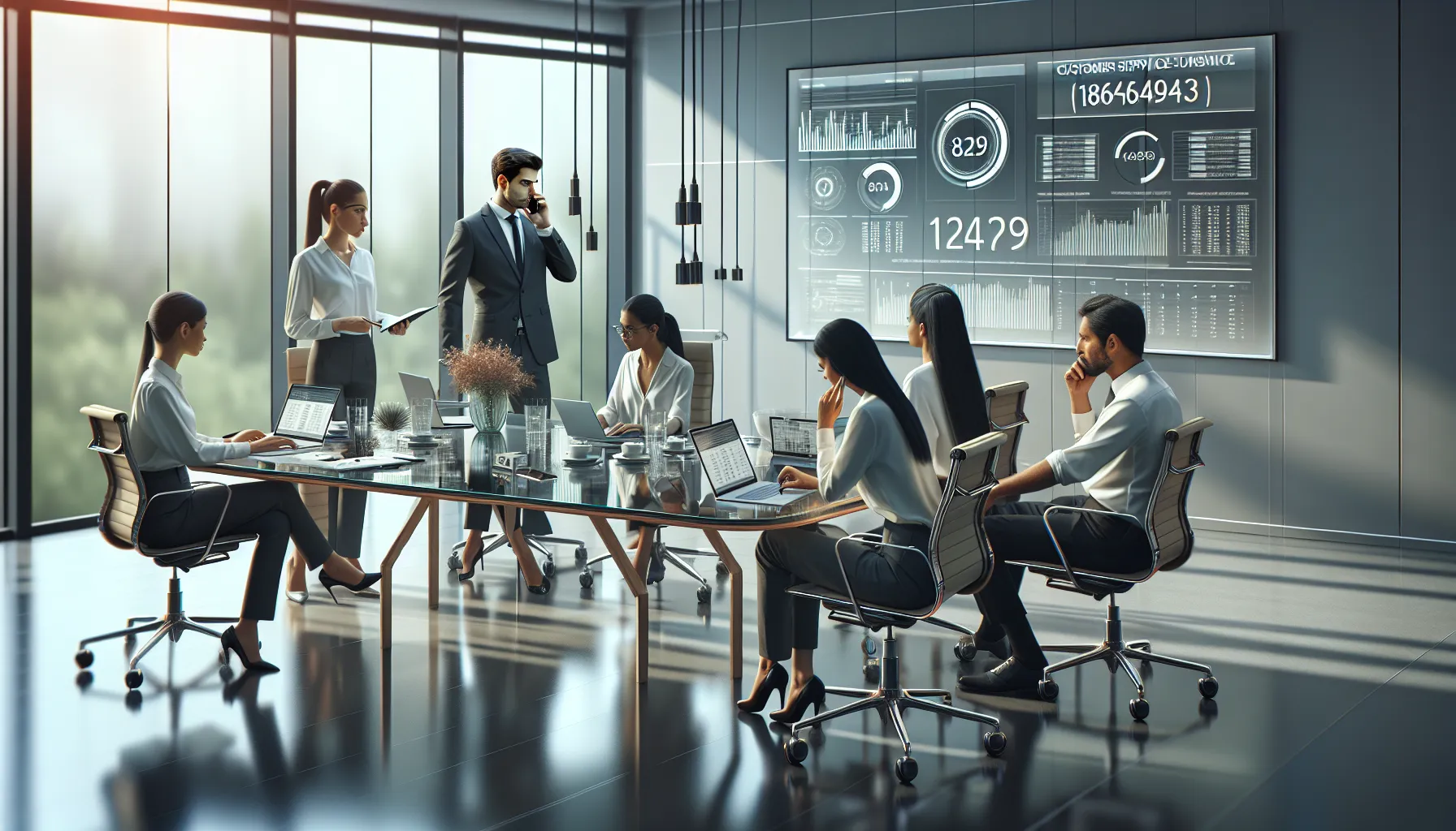 professionals collaborating in an office using customer service technology.