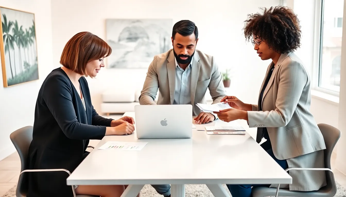 diverse team discussing vacation rental strategies in a modern office.