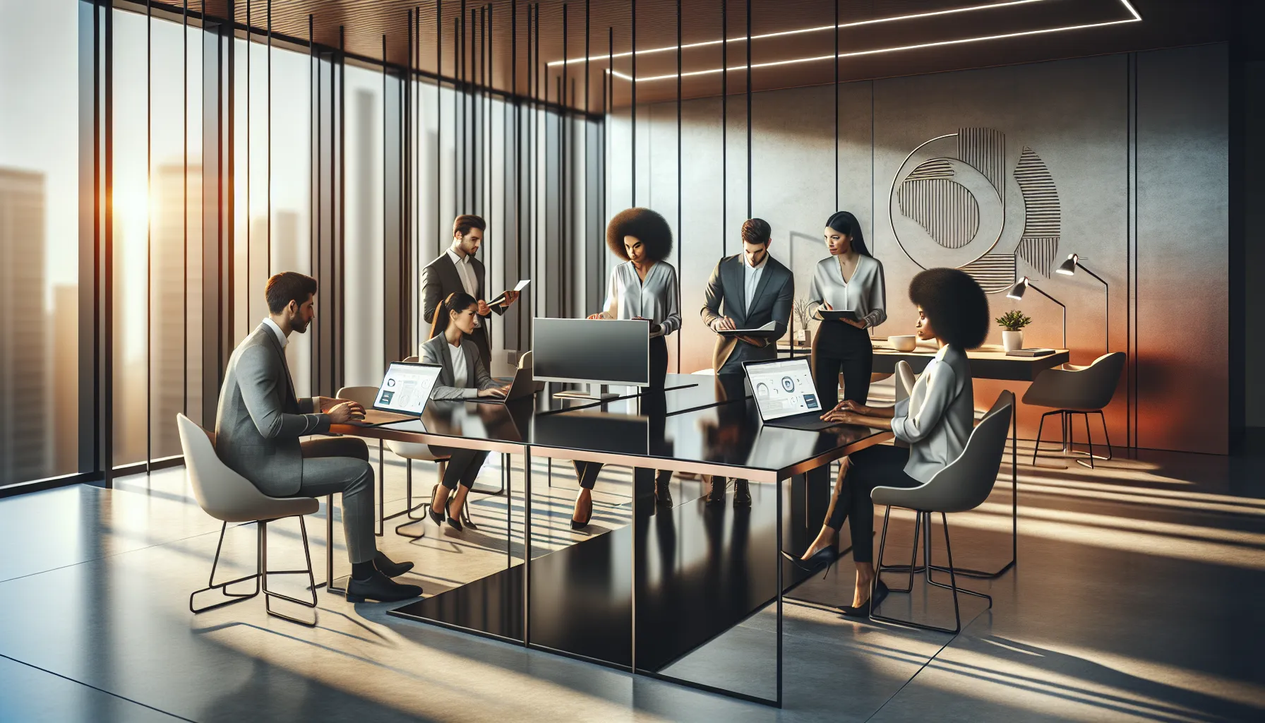 diverse team using Goh9abd in a modern office setting.