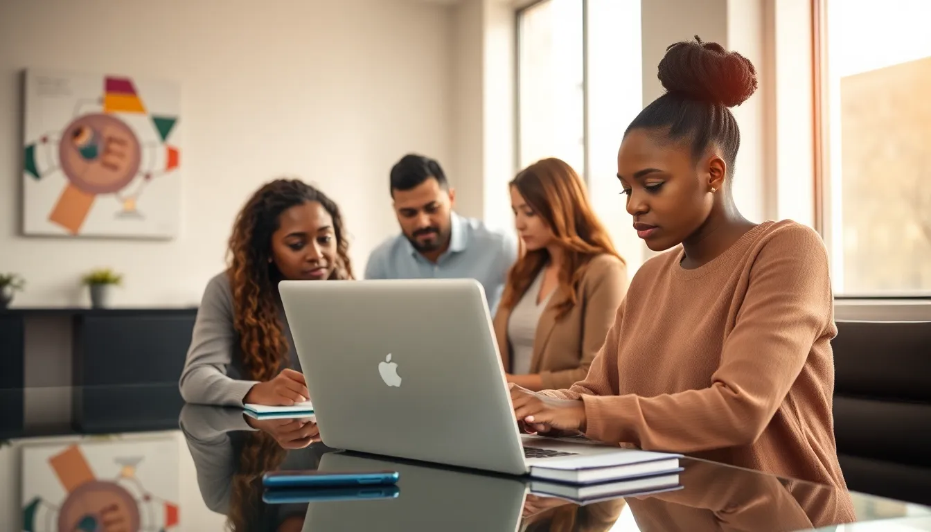 team analyzing T-Mobile phone records in a modern office.