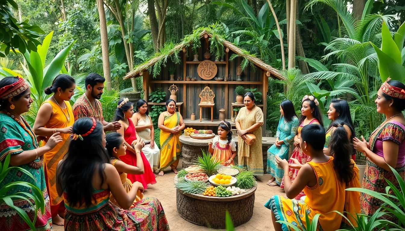 community celebrating Mahliayanna with music and dance outdoors.