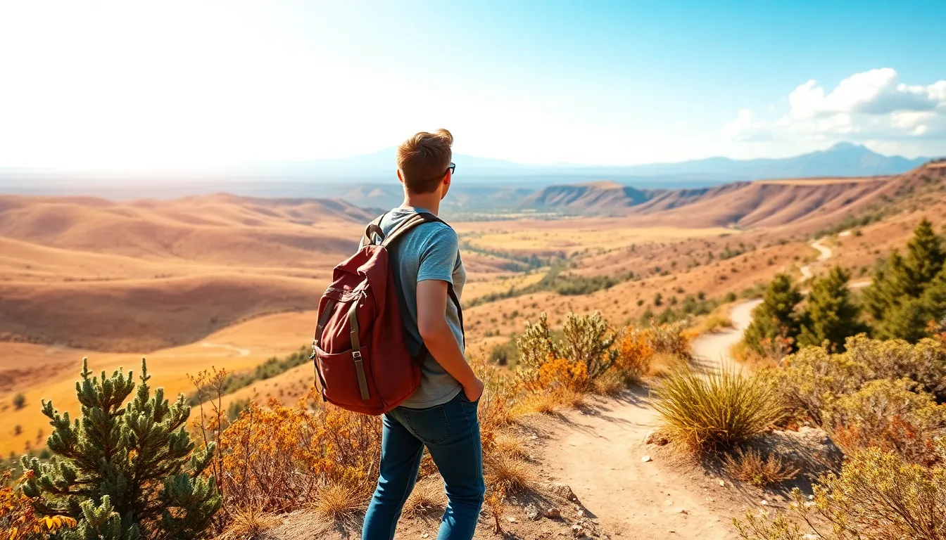 solo traveler enjoying a scenic overlook in a vibrant landscape.
