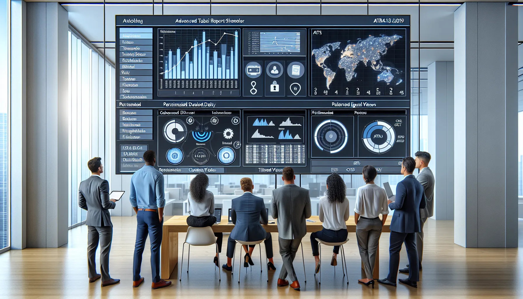 Diverse analytics team using Tableau and ATRS to schedule automated enterprise report emails.