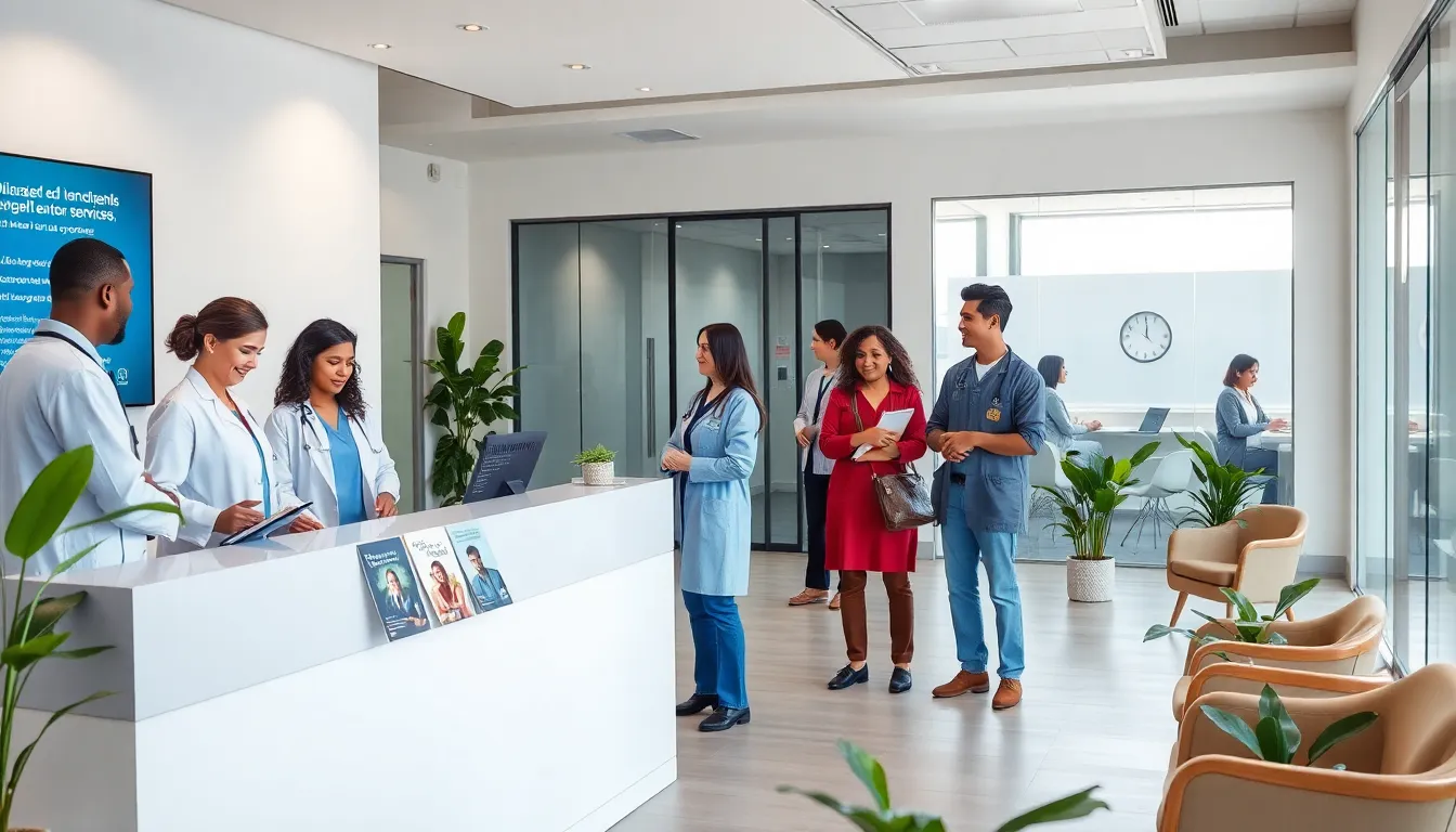 diverse healthcare team in a modern health clinic.