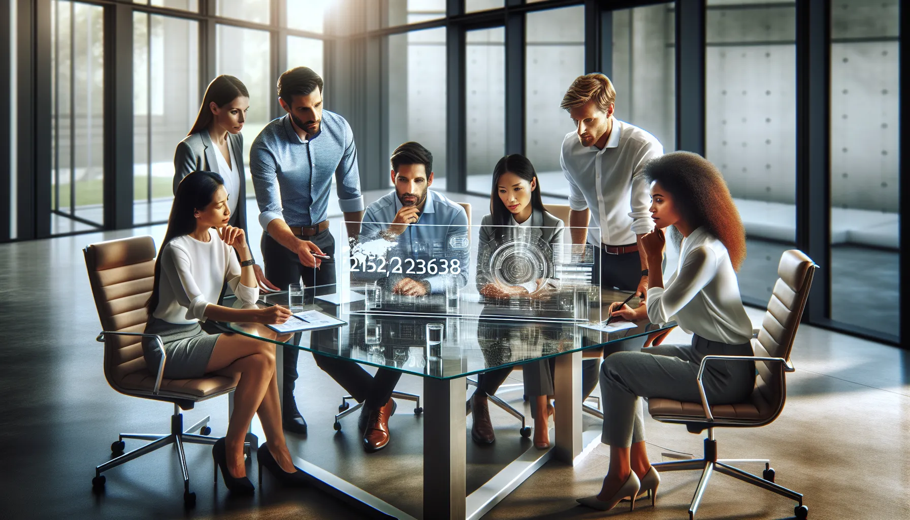 professionals collaborating in a modern office setting about 2152673938 challenges.