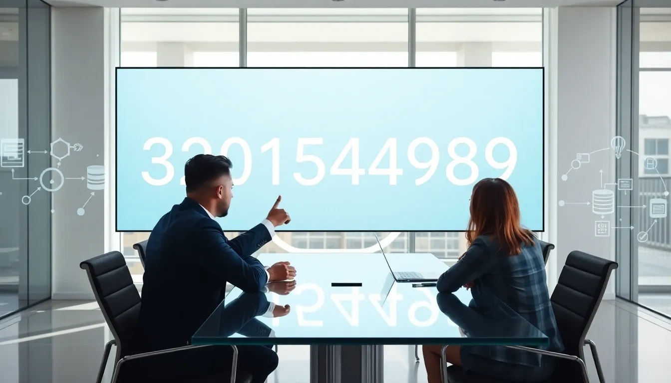 diverse team reviewing a digital display in a modern office.