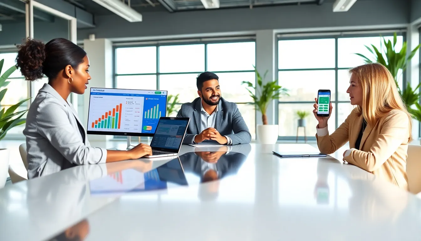 group discussing budgeting for renting a house in a modern office.