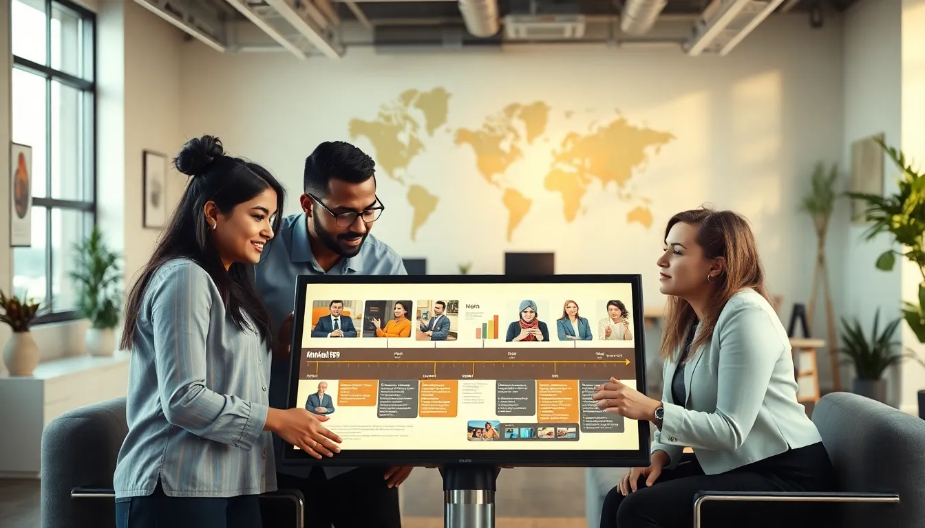 diverse professionals collaborating in a modern workspace.