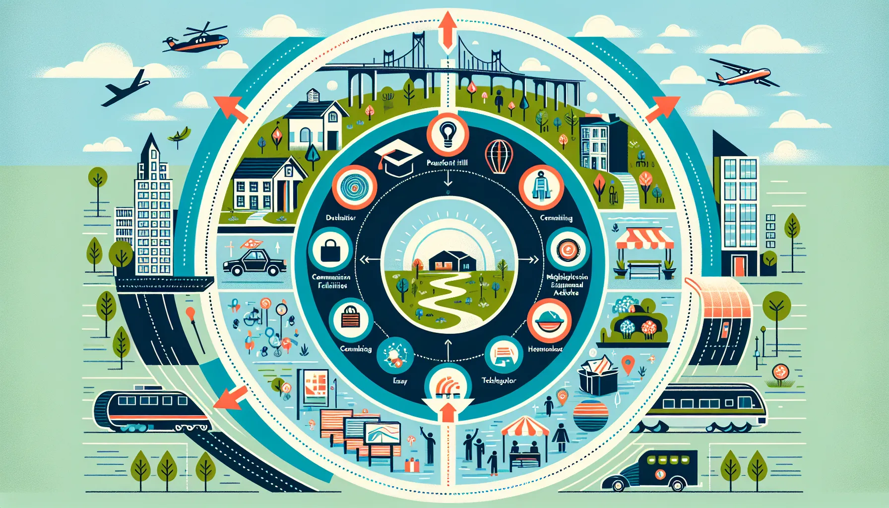infographic showing Pleasant Hill housing market drivers and community features