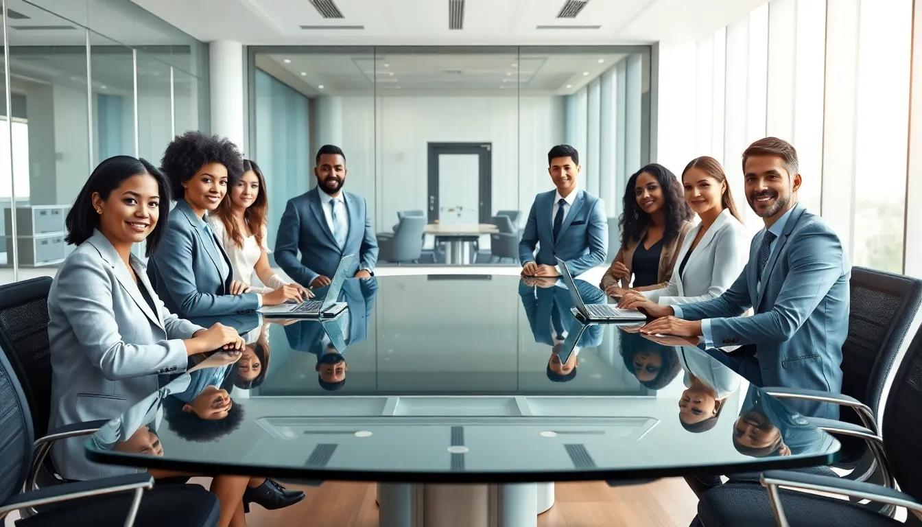 diverse team collaborating in a modern office on innovative technology solutions.