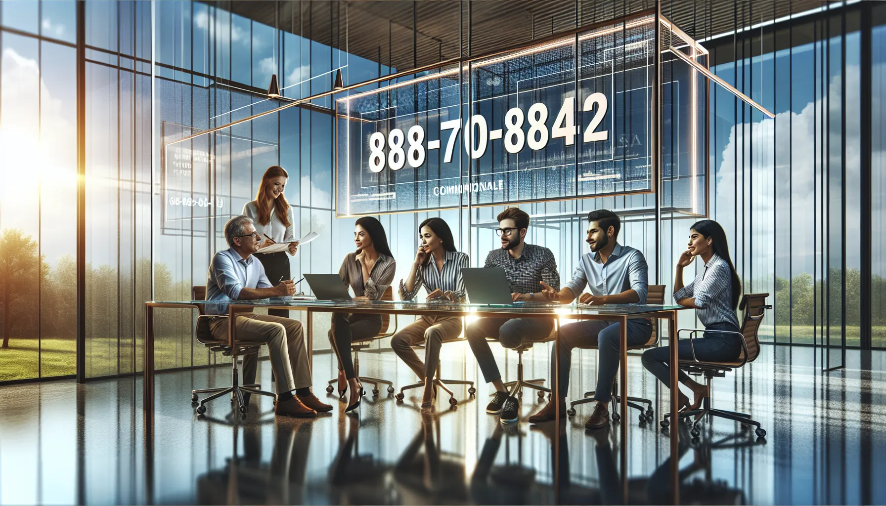 diverse team discussing toll-free number usage in a modern office.