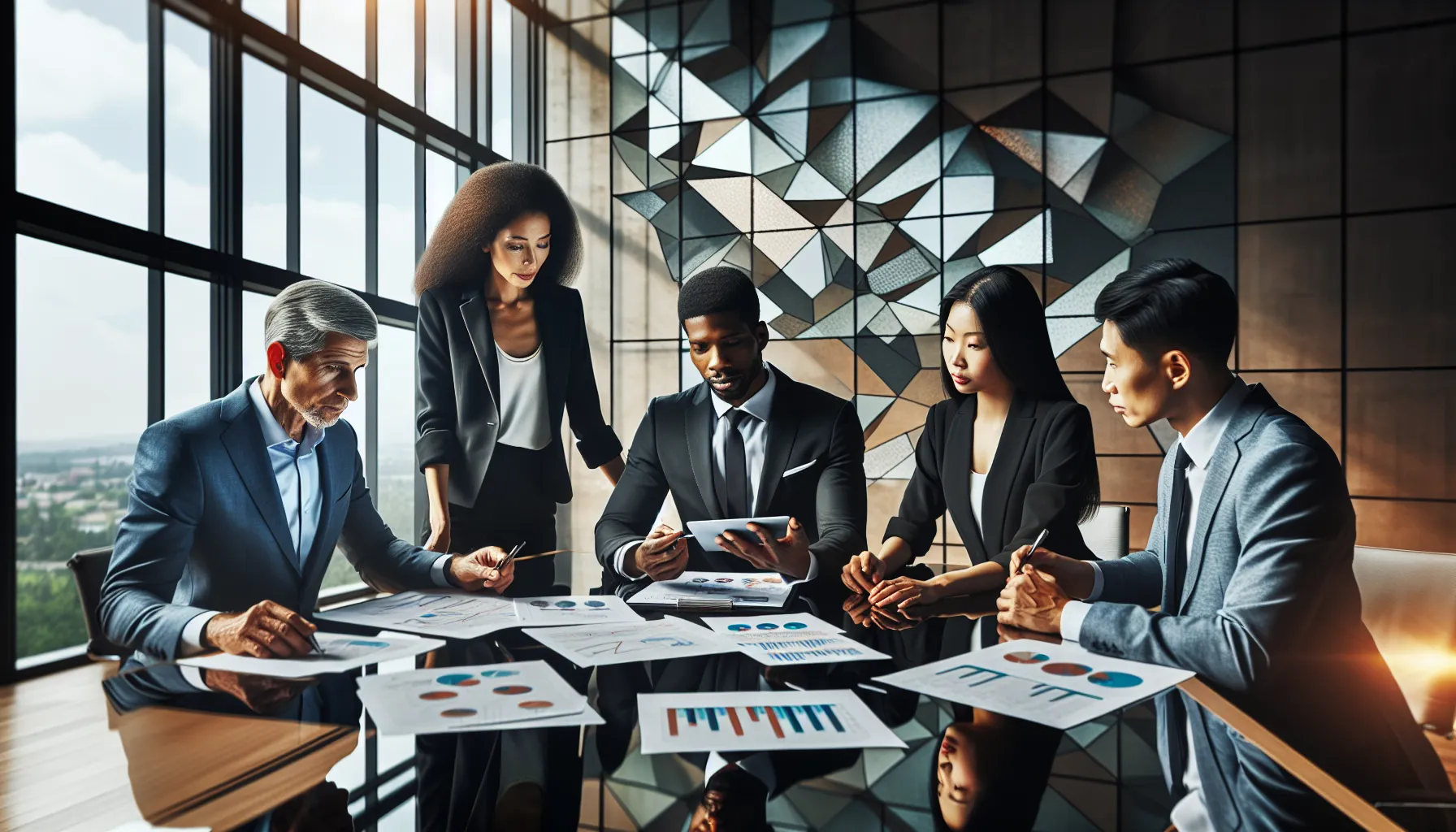 diverse team discussing financial options in a modern office.