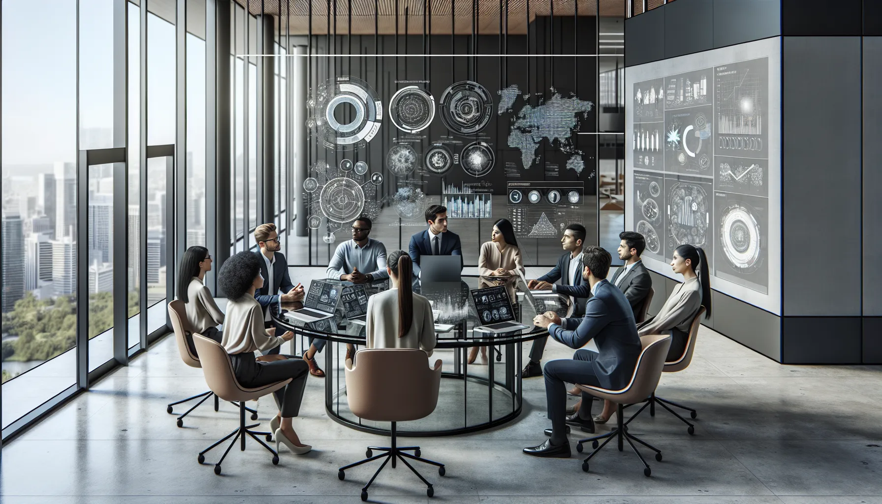 diverse professionals discussing cbofeos in a modern office.