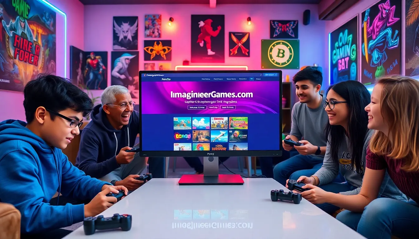 diverse gamers enjoying multiplayer games around a computer screen.
