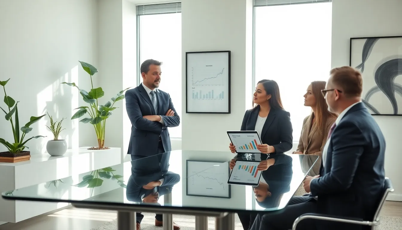 financial advisor discussing wealth building tips with clients.