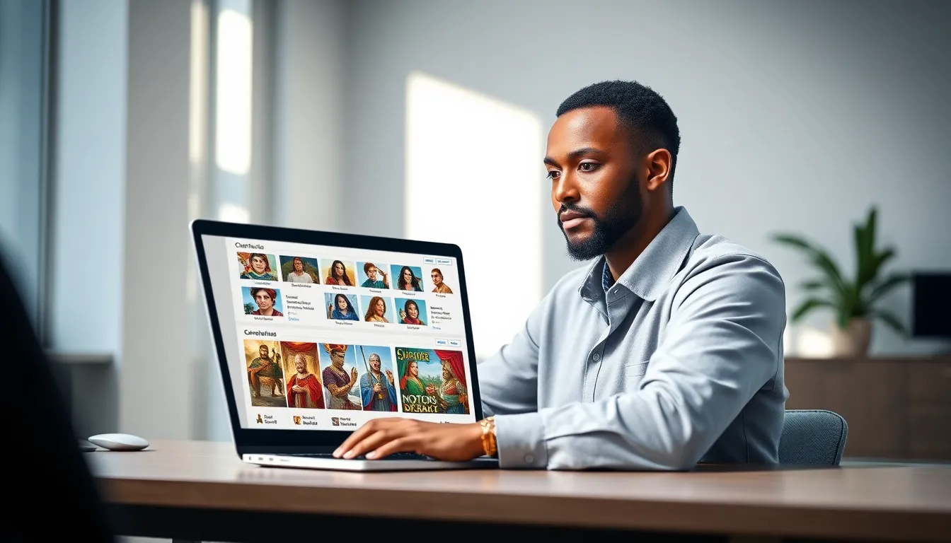 user engaged with CK2Generator on a modern laptop in an office.