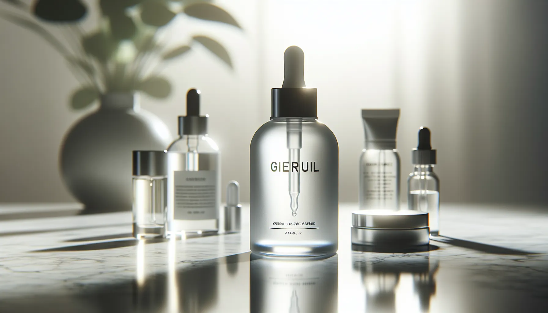 Serum Qawermoni displayed among various skincare products.