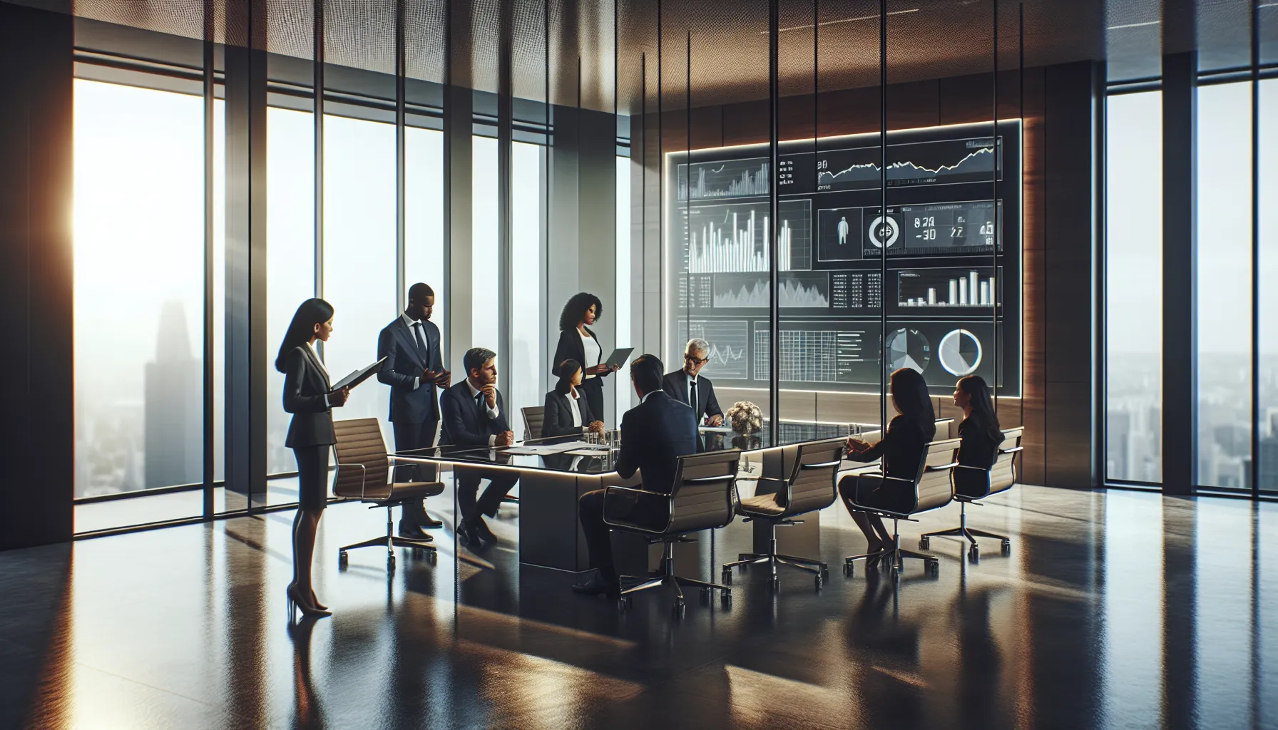 professionals strategizing capital raising in a modern conference room.