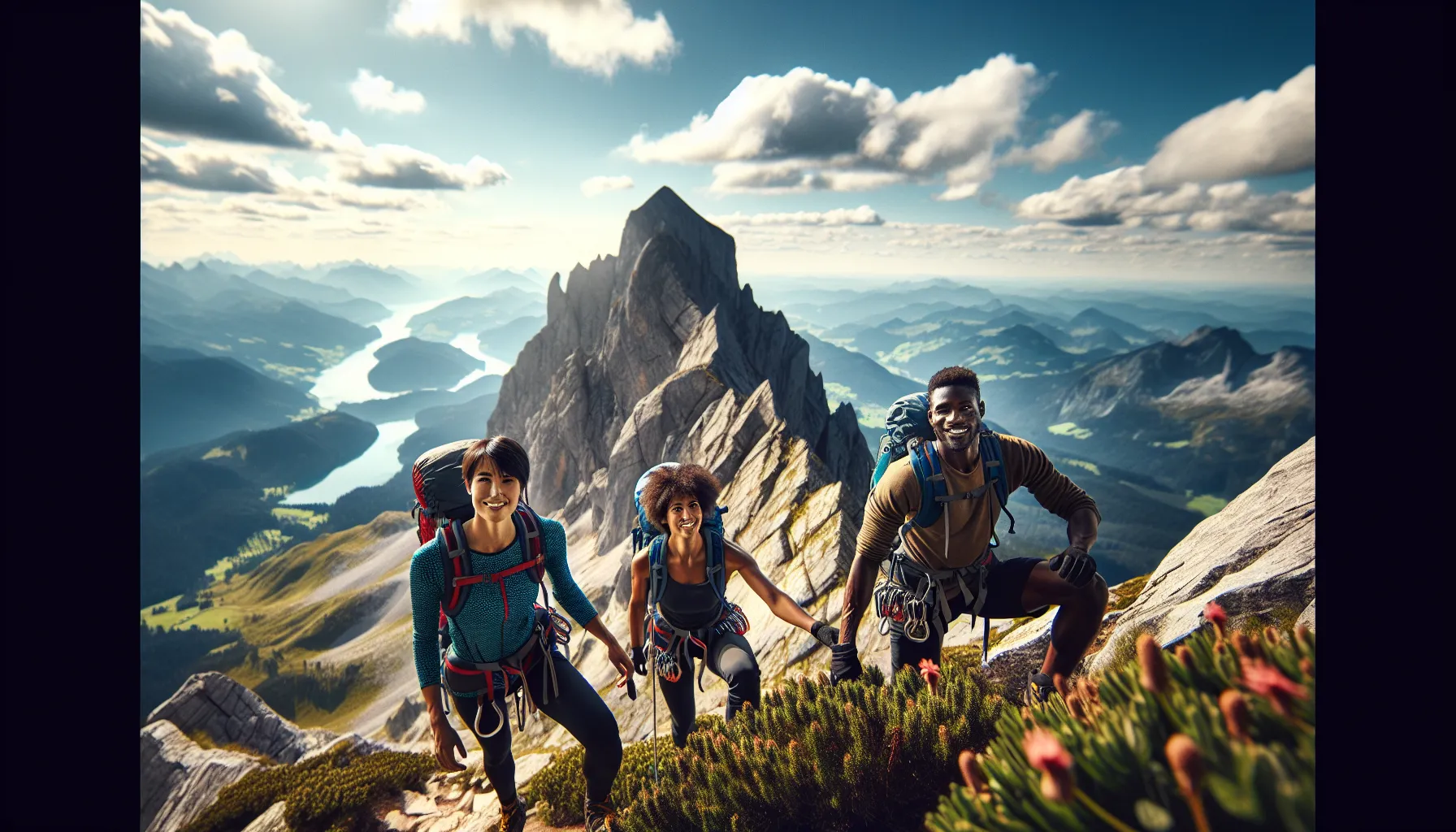 climbers ascending Nlagica Ketrica mountain in Germany.