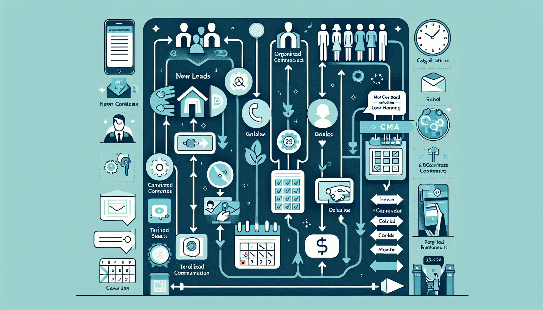 diagram of optimized steps for managing and converting real estate leads