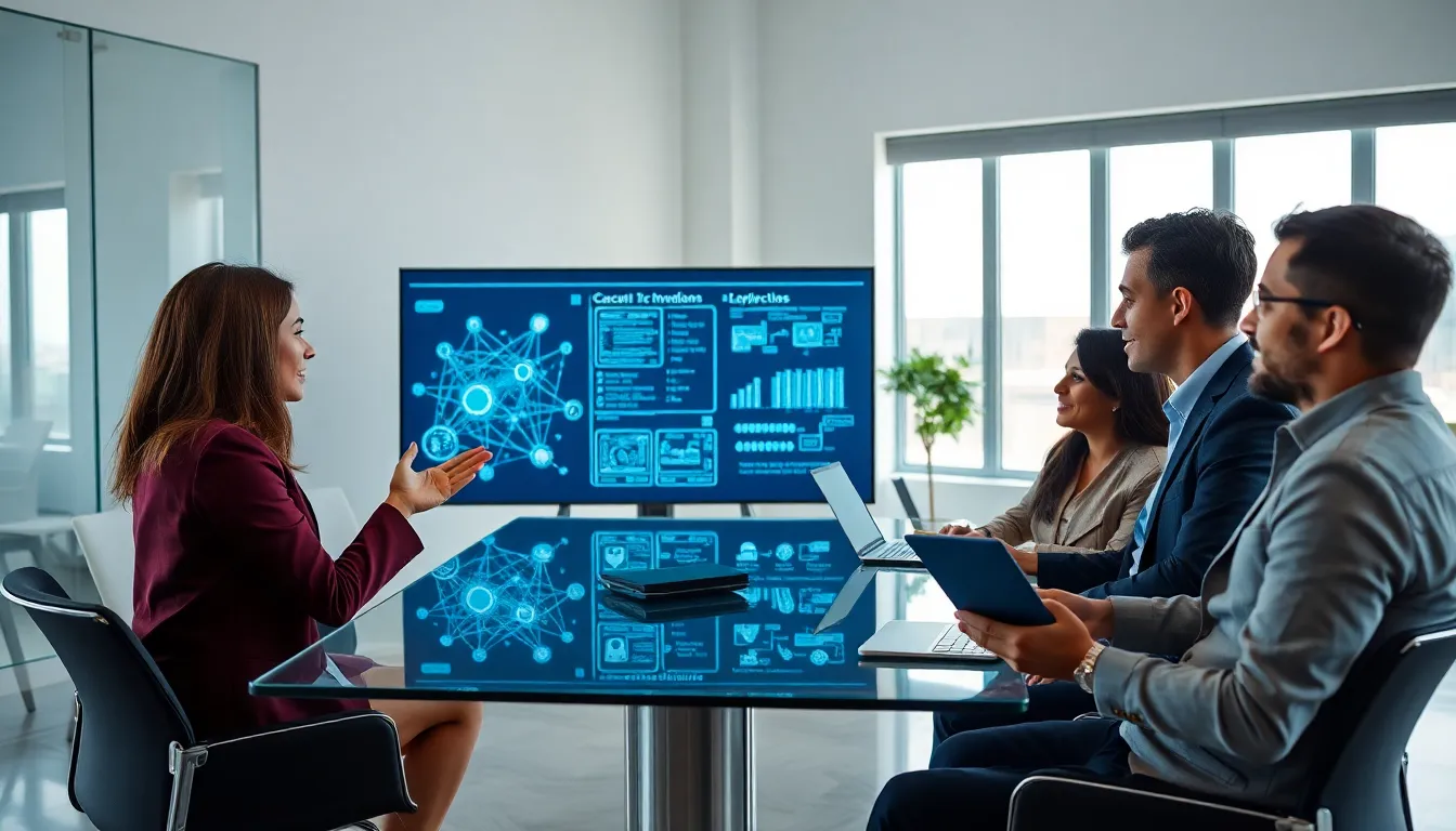 diverse team discussing wireless technology in a modern office