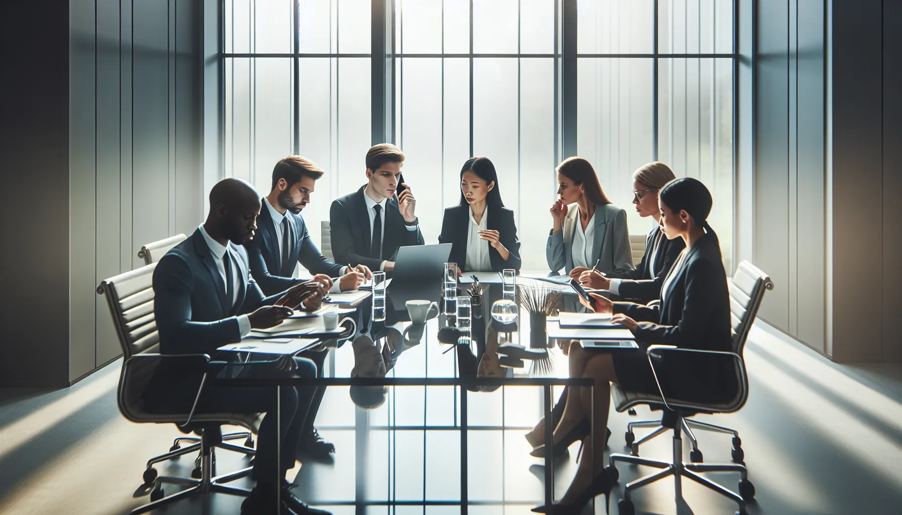 diverse professionals discussing tech support in a modern office.