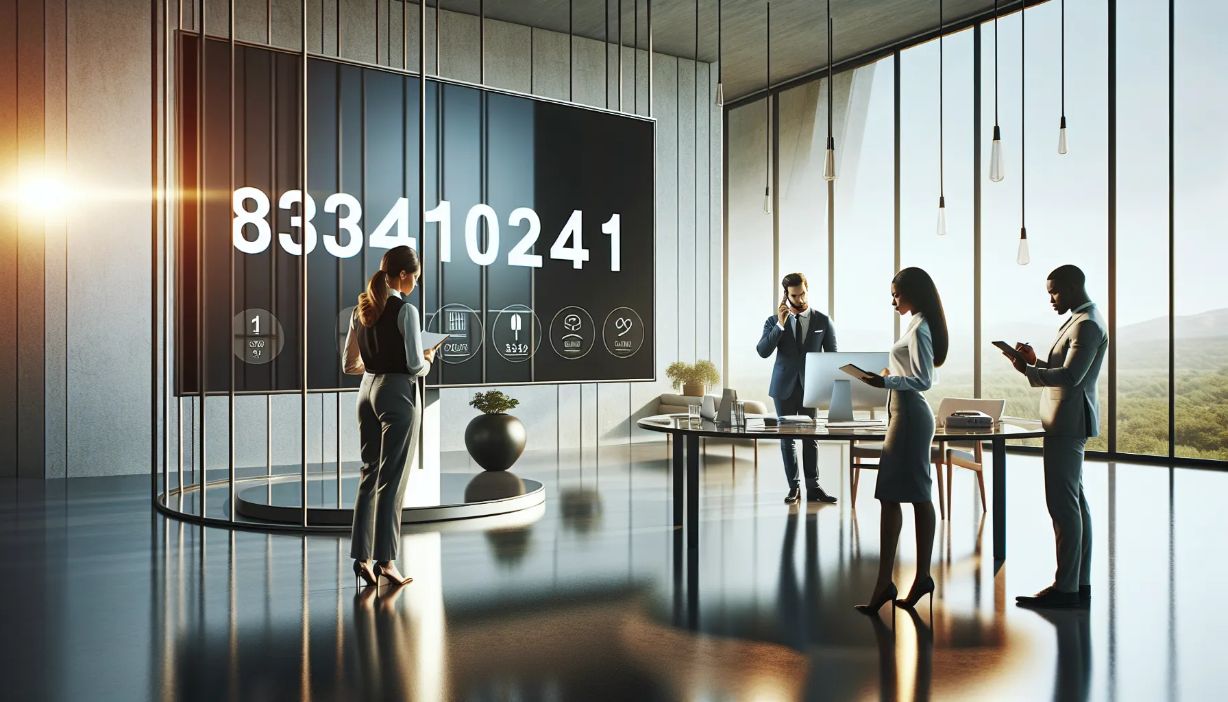 diverse professionals discussing toll-free number benefits in an office.