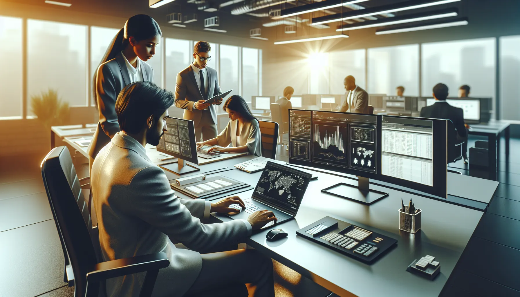 diverse team using immorpos35.3 software in a modern office.