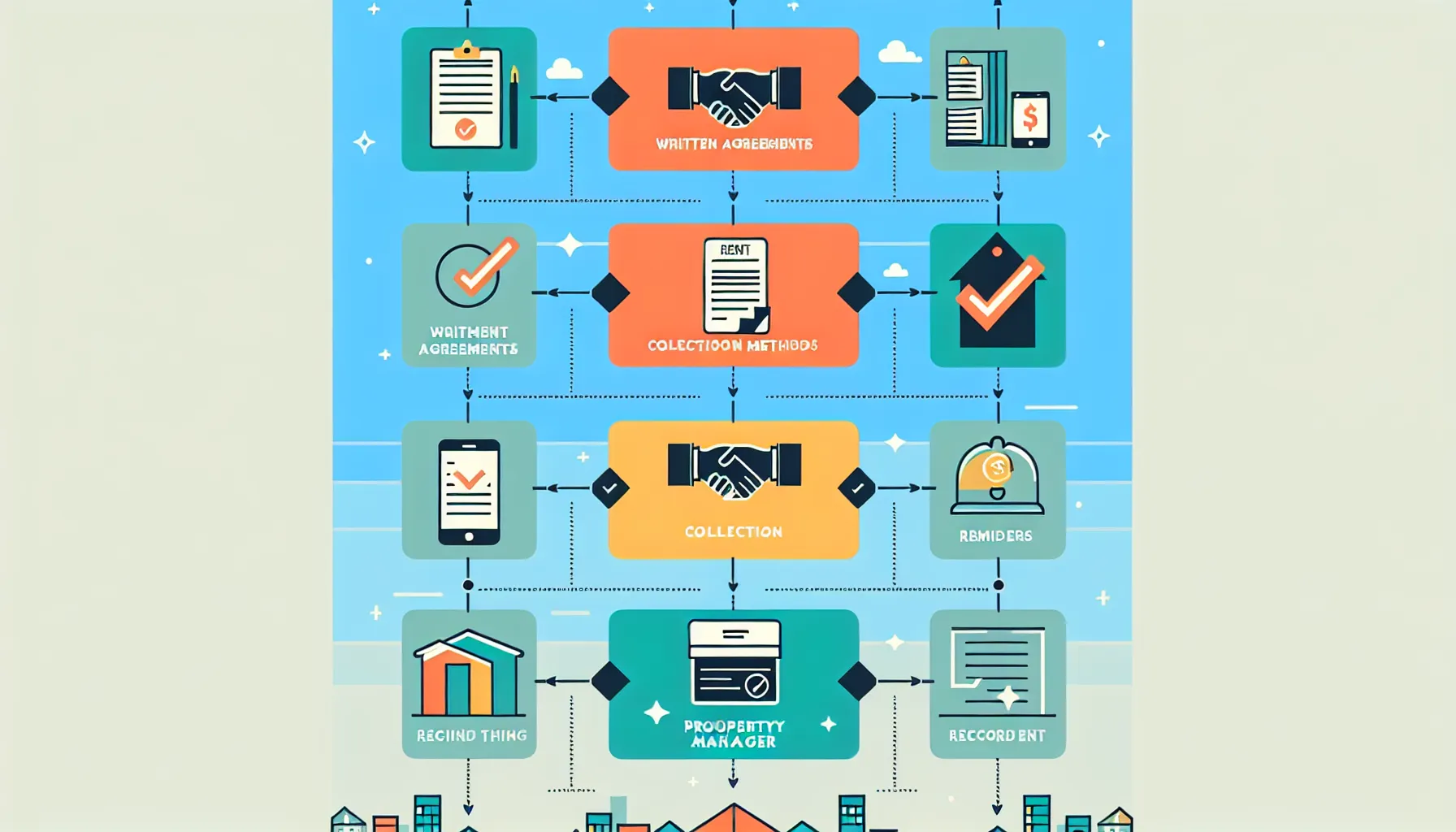process diagram showing steps to set up an effective rent collection system