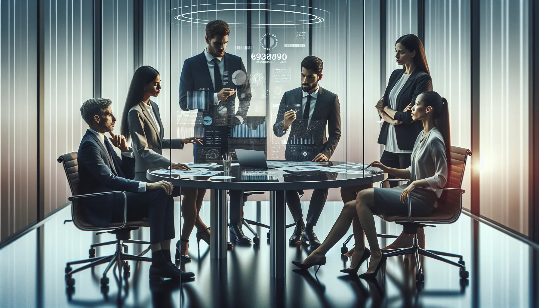 professionals discussing the significance of a numerical sequence in an office.