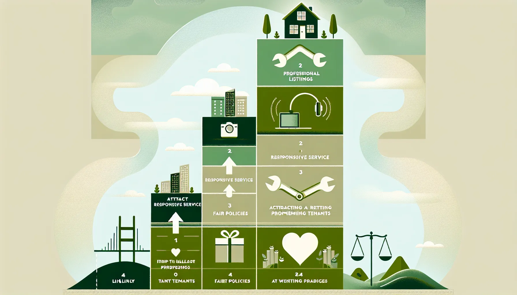 diagram showing steps to attract and retain quality tenants