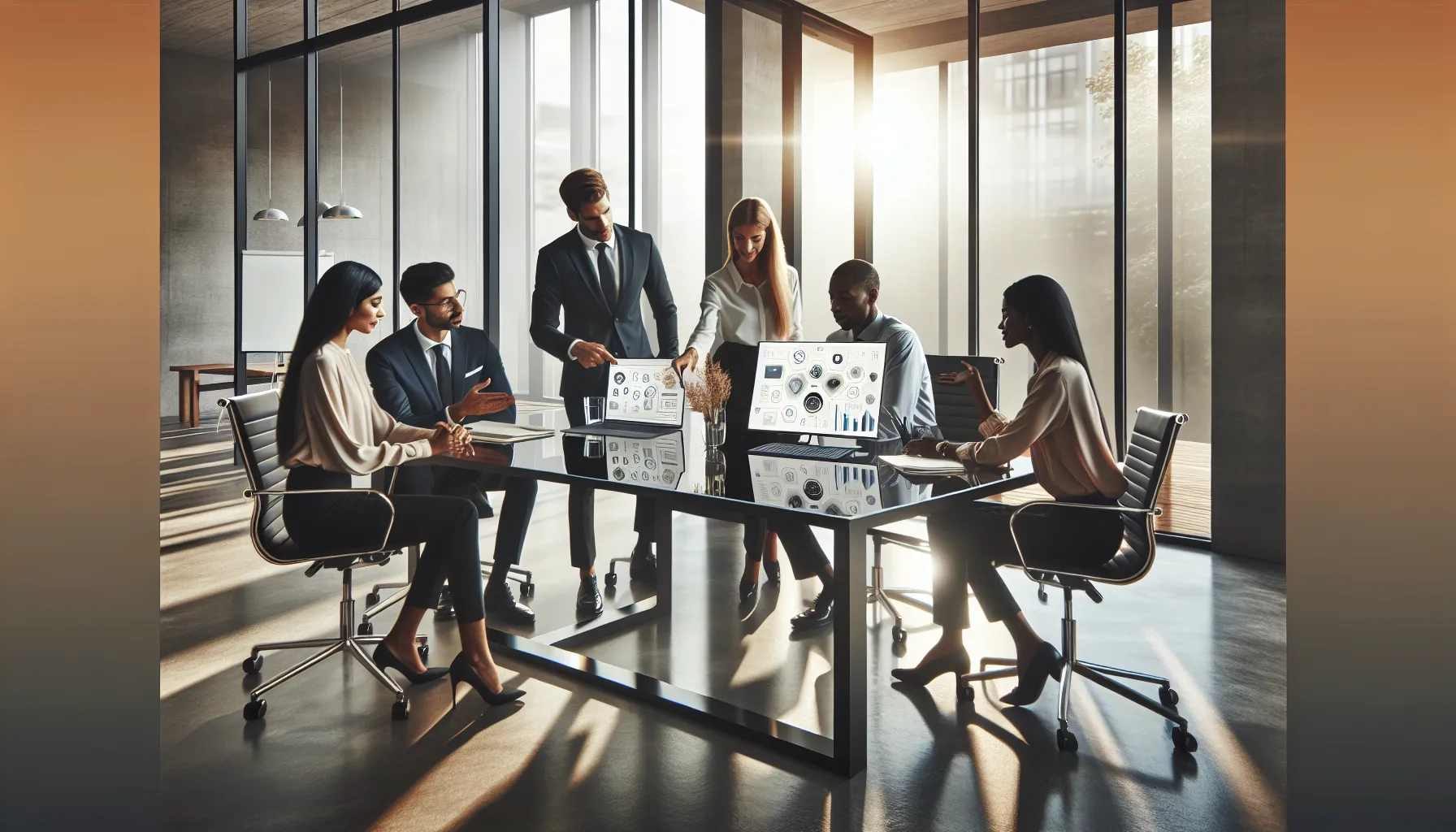 diverse team collaborating on adaptive technology solutions in a modern office.