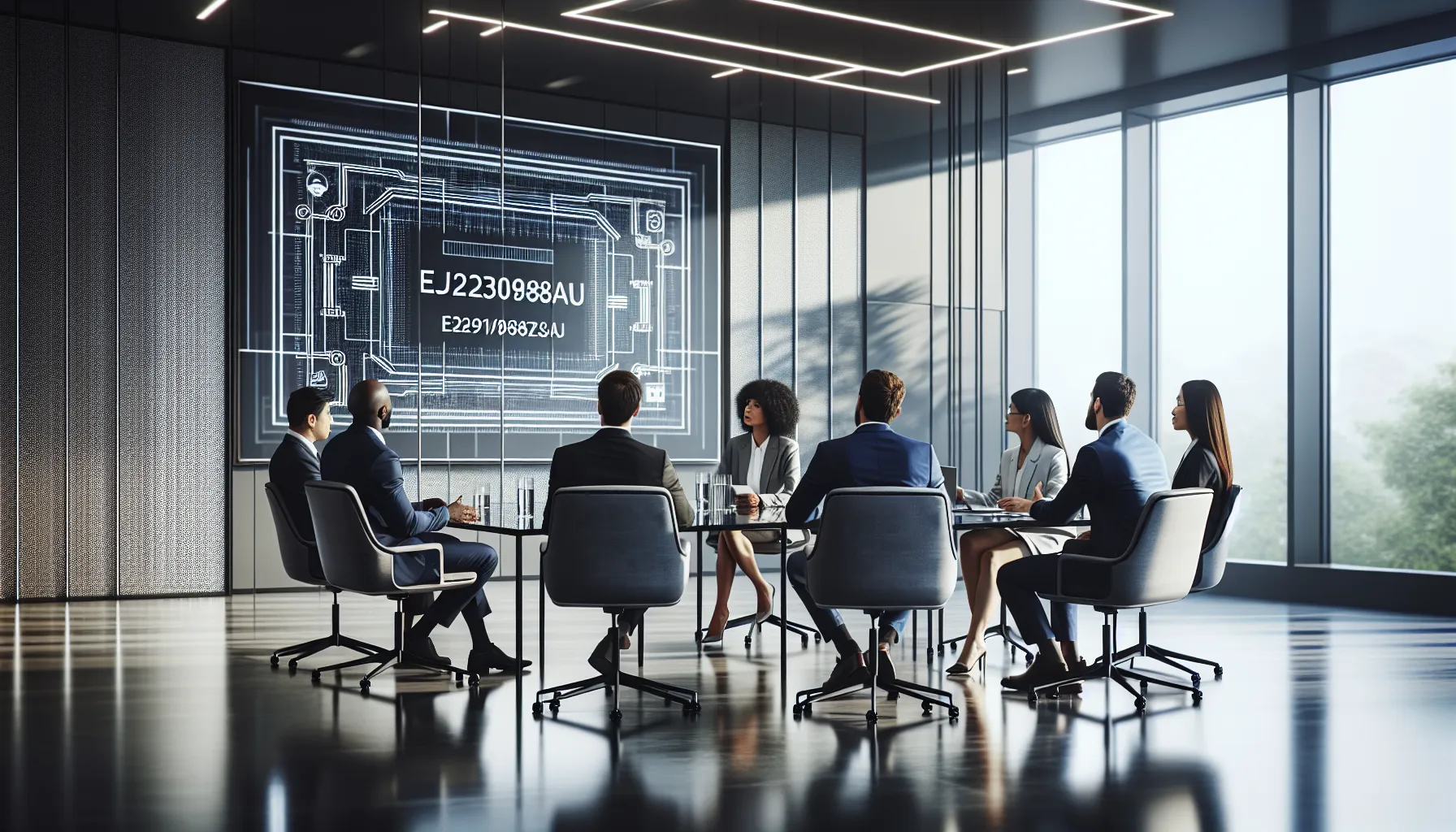 diverse team discussing product identification codes in a modern office.