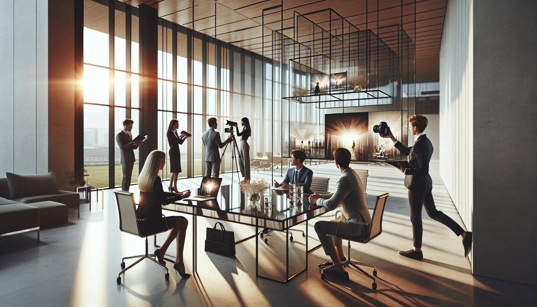 diverse professionals collaborating on photography storytelling.