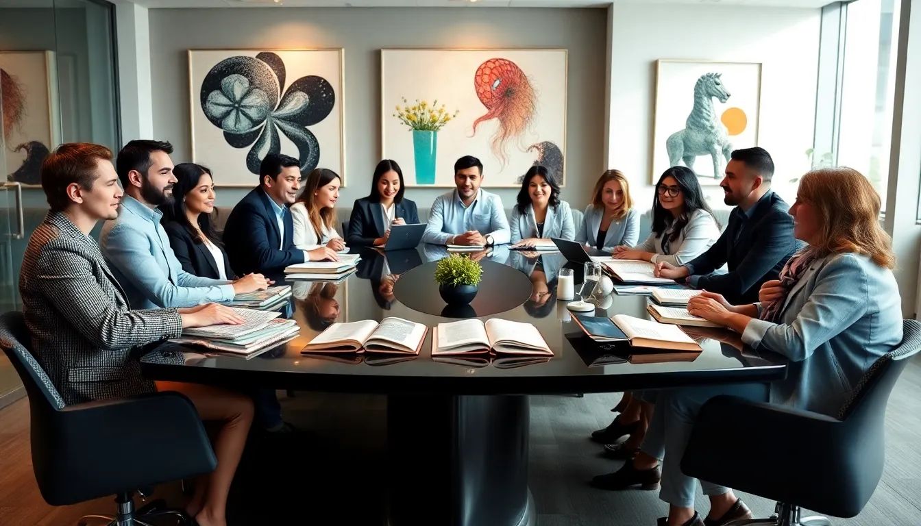 diverse professionals discussing the cultural significance of Тщквыекщь.