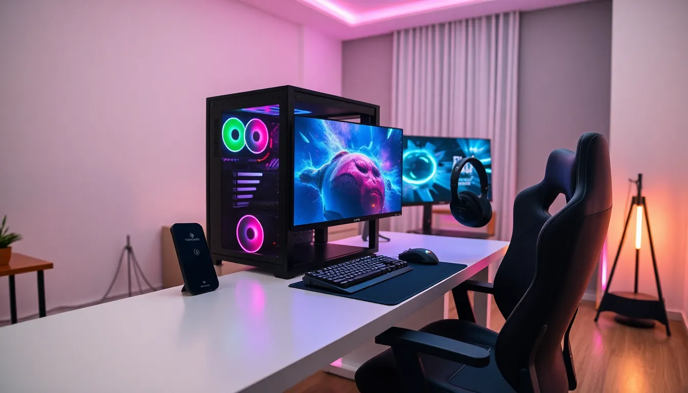 sleek gaming setup featuring the Rogrand525 gaming rig.