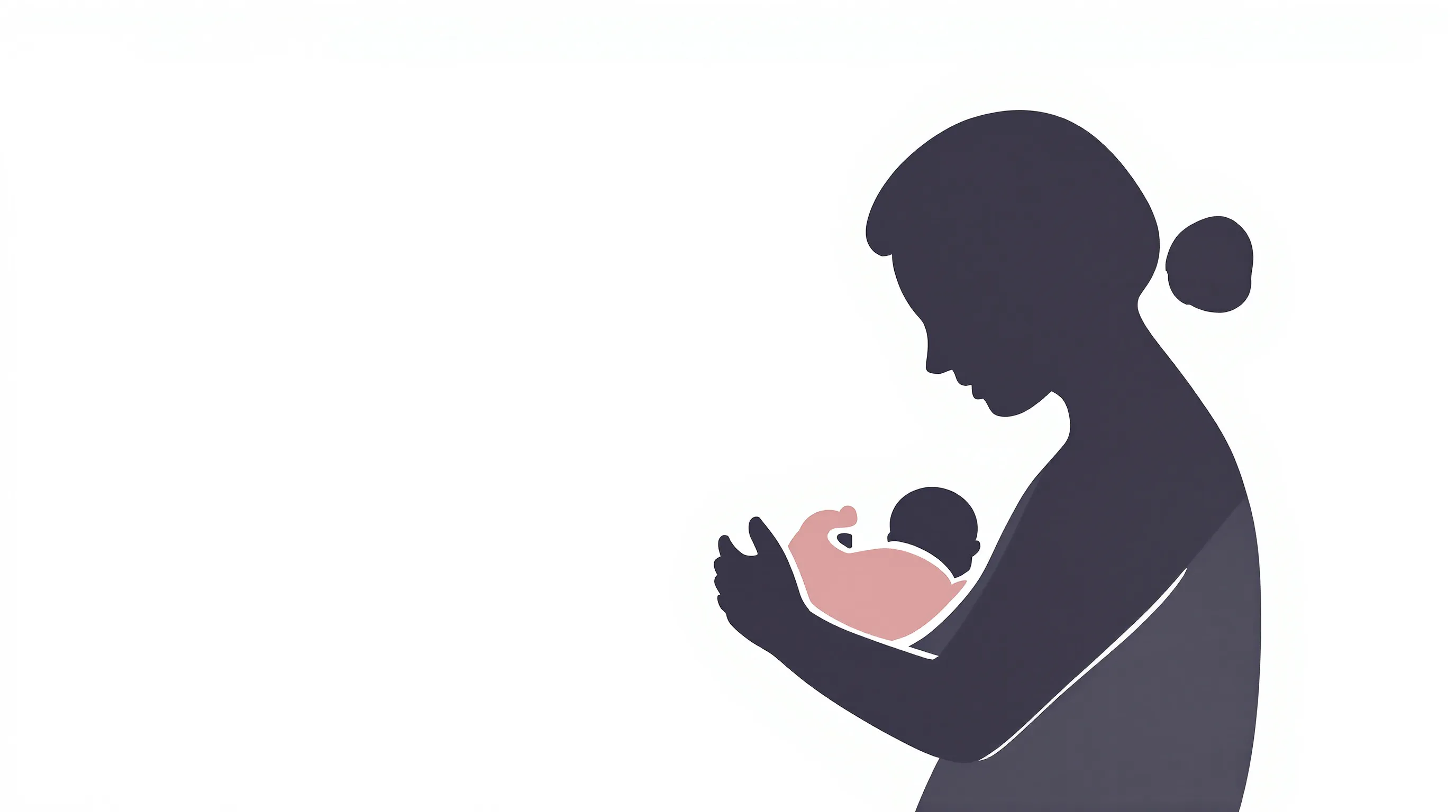 Minimalist silhouette of grandparent tenderly holding newborn grandchild in embrace.