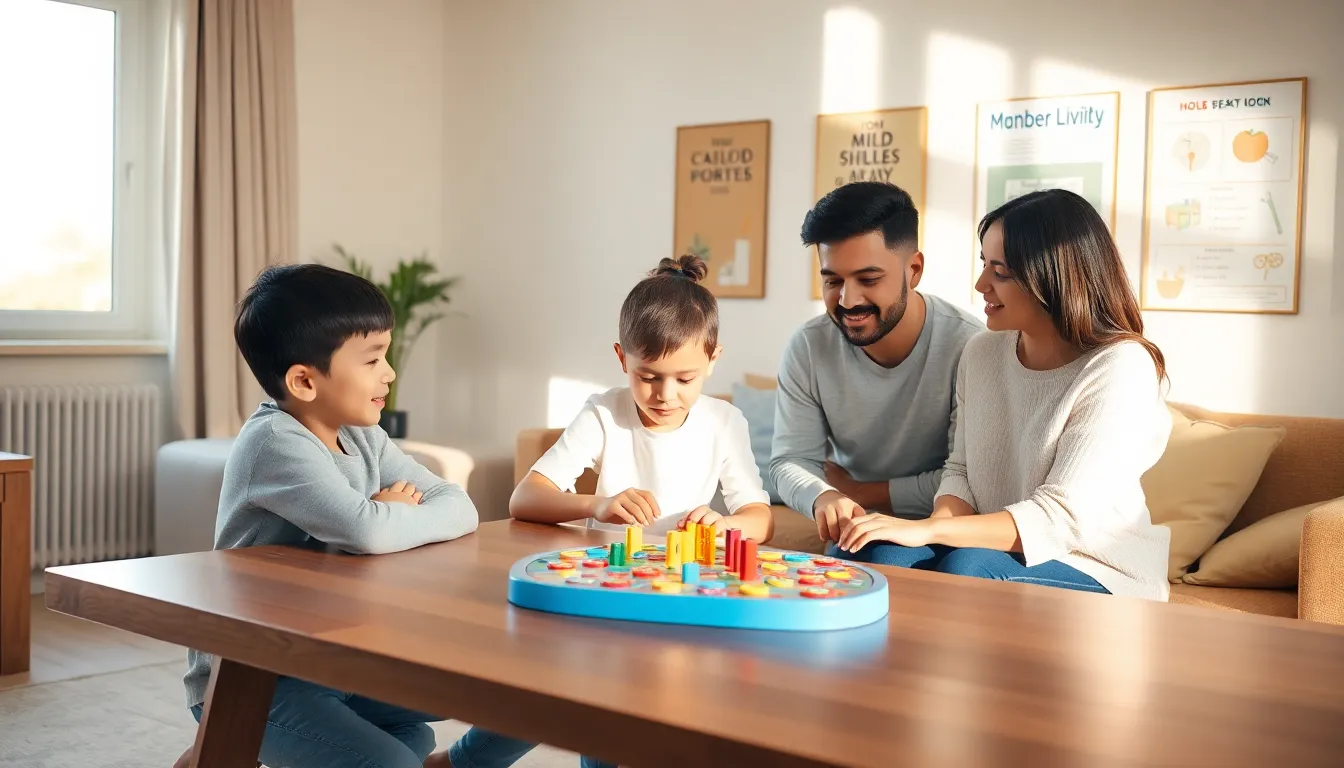 family engaging with child in a supportive learning environment.