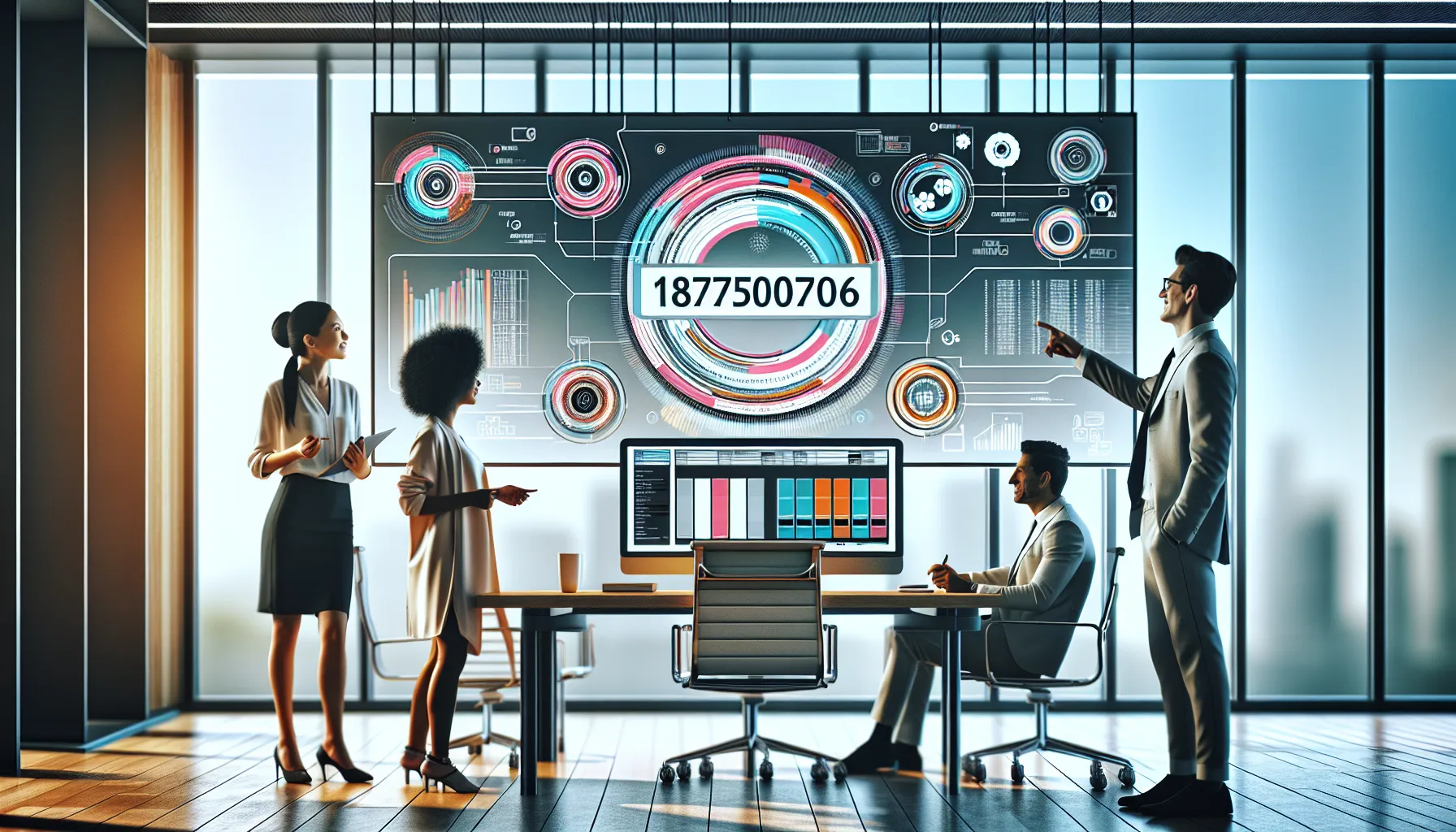 professionals analyzing unique identifiers in a modern office environment.