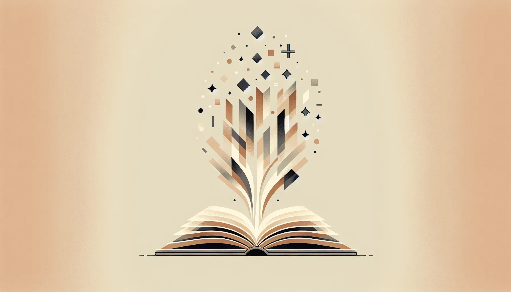 An open book with floating pages in minimalist style illustration.